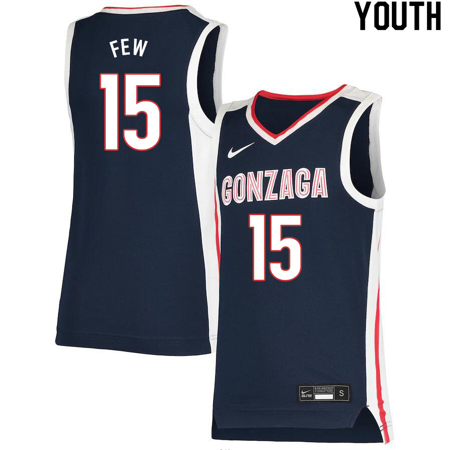 Youth #15 Joe Few Gonzaga Bulldogs College Basketball Jerseys Sale-Navy - Click Image to Close